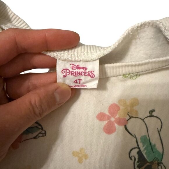 Disney Princess Ruffle Sweatshirt Cream Floral Print Girls 4T - Picture 3 of 3
